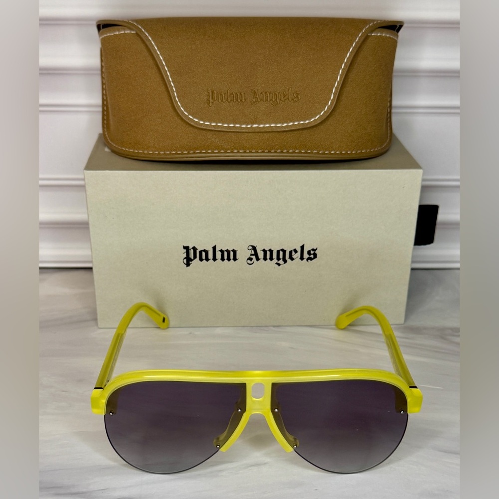 Palm Angels Neon Yellow Shield Sunglasses | Brand New | Full Inclusion